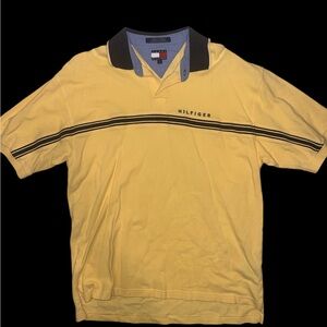 TOMMY HILFIGER | MENS YELLOW AND BLUE SHORT SLEEVE POLO SHIRT